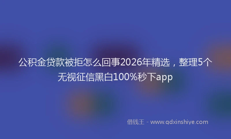 公积金贷款被拒怎么回事2026年精选,整理5个无视征信黑白100%秒下app