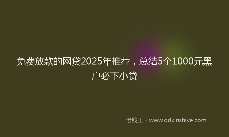 免费放款的网贷2025年推荐，总结5个1000元黑户必下小贷