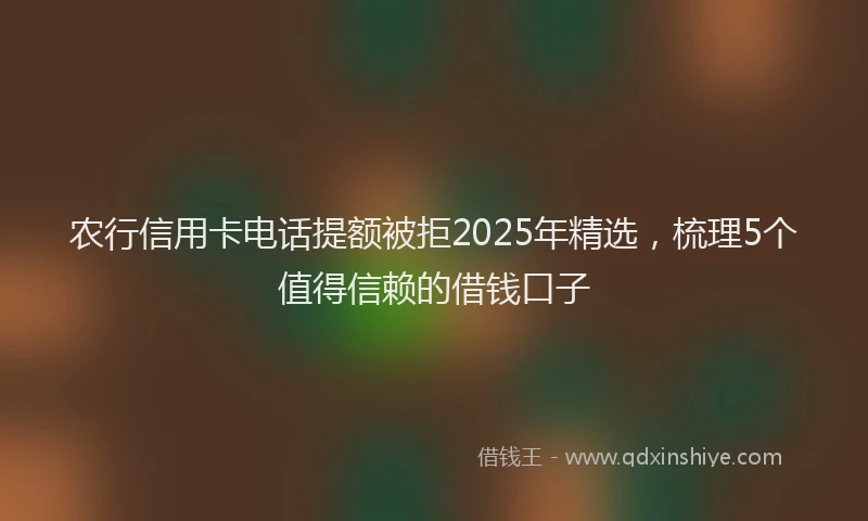农行信用卡电话提额被拒2025年精选，梳理5个值得信赖的借钱口子