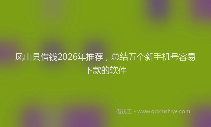 凤山县借钱2026年推荐，总结五个新手机号容易下款的软件