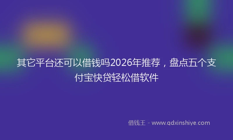 其它平台还可以借钱吗2026年推荐，盘点五个支付宝快贷轻松借软件