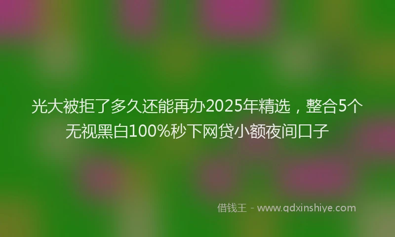 光大被拒了多久还能再办2025年精选，整合5个无视黑白100%秒下网贷小额夜间口子