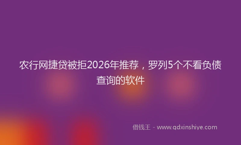 农行网捷贷被拒2026年推荐，罗列5个不看负债查询的软件