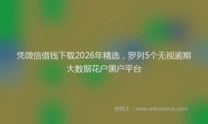 凭微信借钱下载2026年精选，罗列5个无视逾期大数据花户黑户平台