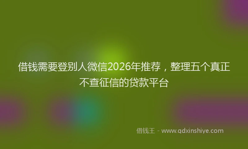 借钱需要登别人微信2026年推荐，整理五个真正不查征信的贷款平台