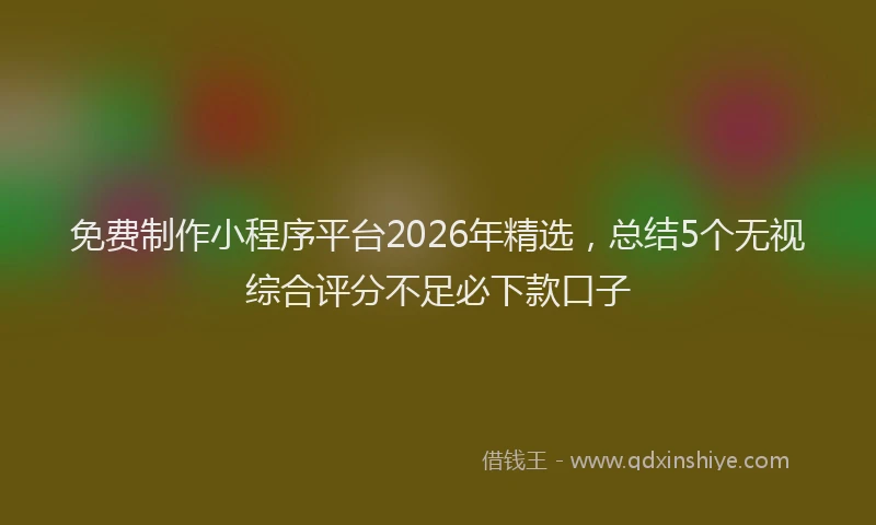 免费制作小程序平台2026年精选，总结5个无视综合评分不足必下款口子