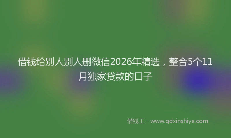 借钱给别人别人删微信2026年精选，整合5个11月独家贷款的口子