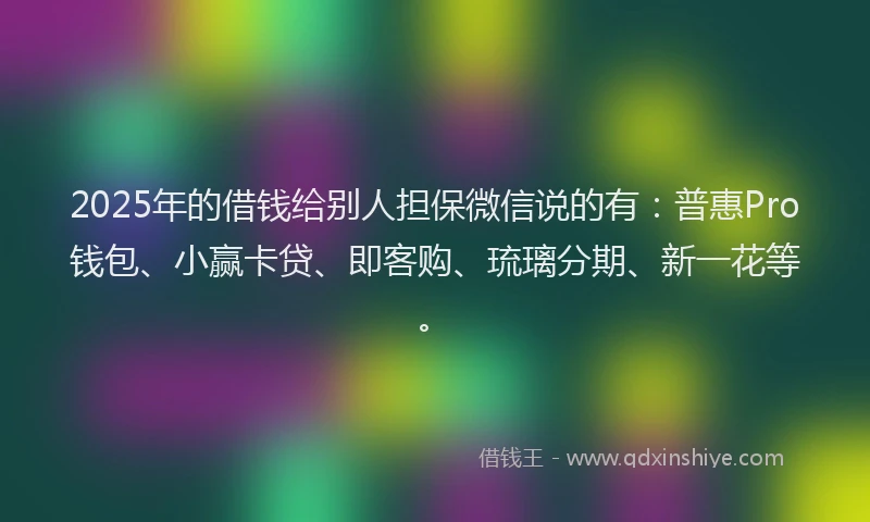 2025年的借钱给别人担保微信说的有：普惠Pro钱包、小赢卡贷、即客购、琉璃分期、新一花等。