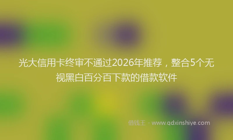光大信用卡终审不通过2026年推荐，整合5个无视黑白百分百下款的借款软件