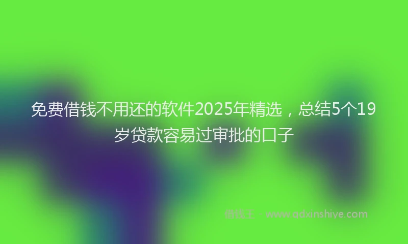 免费借钱不用还的软件2025年精选，总结5个19岁贷款容易过审批的口子