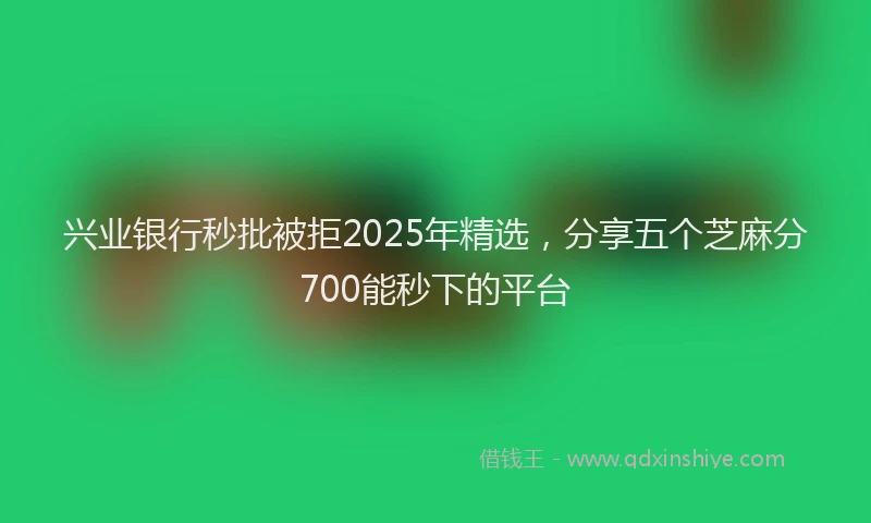 兴业银行秒批被拒2025年精选，分享五个芝麻分700能秒下的平台