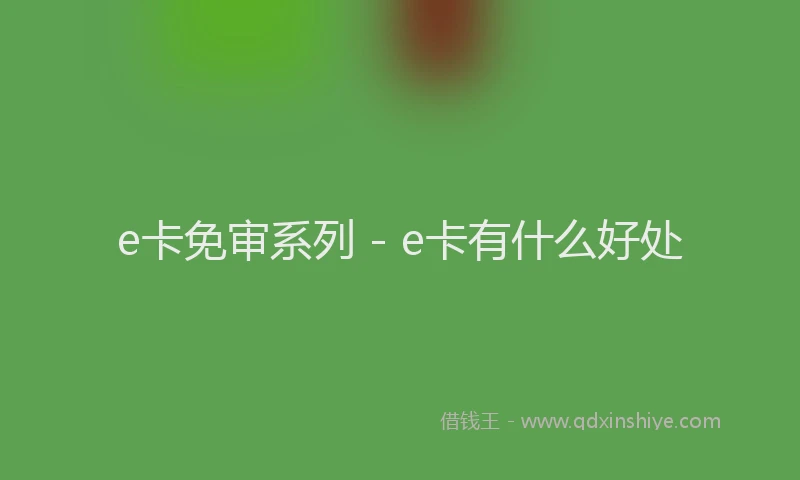 e卡免审系列 - e卡有什么好处