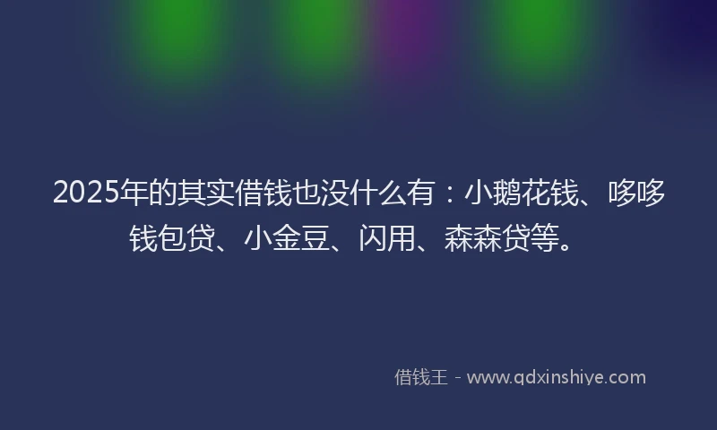 2025年的其实借钱也没什么有:小鹅花钱、哆哆钱包贷、小金豆、闪用、森森贷等。