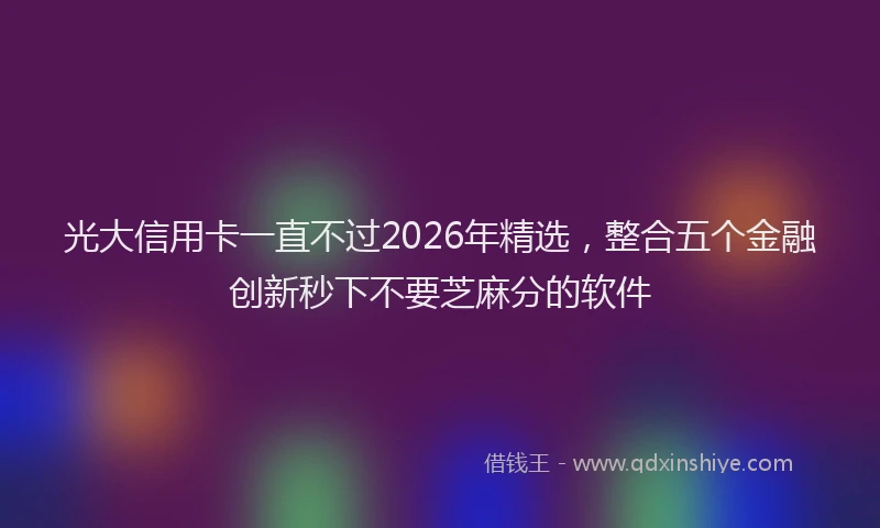 光大信用卡一直不过2026年精选,整合五个金融创新秒下不要芝麻分的软件