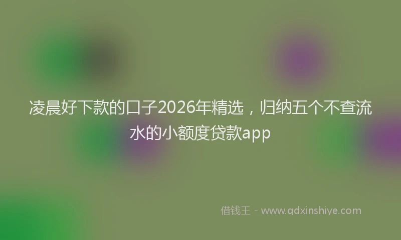 凌晨好下款的口子2026年精选，归纳五个不查流水的小额度贷款app