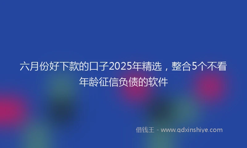 六月份好下款的口子2025年精选，整合5个不看年龄征信负债的软件