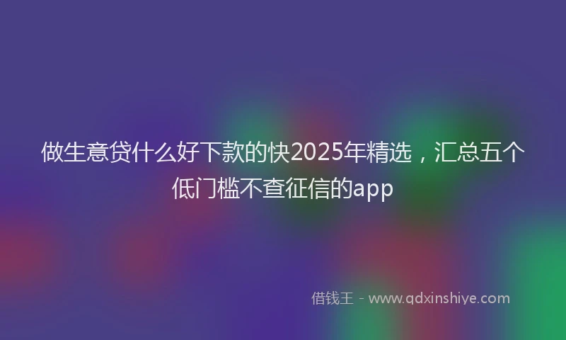做生意贷什么好下款的快2025年精选，汇总五个低门槛不查征信的app
