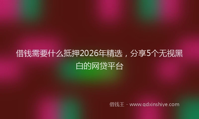 借钱需要什么抵押2026年精选，分享5个无视黑白的网贷平台