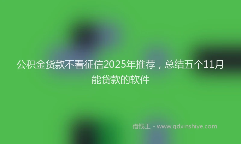 公积金货款不看征信2025年推荐，总结五个11月能贷款的软件