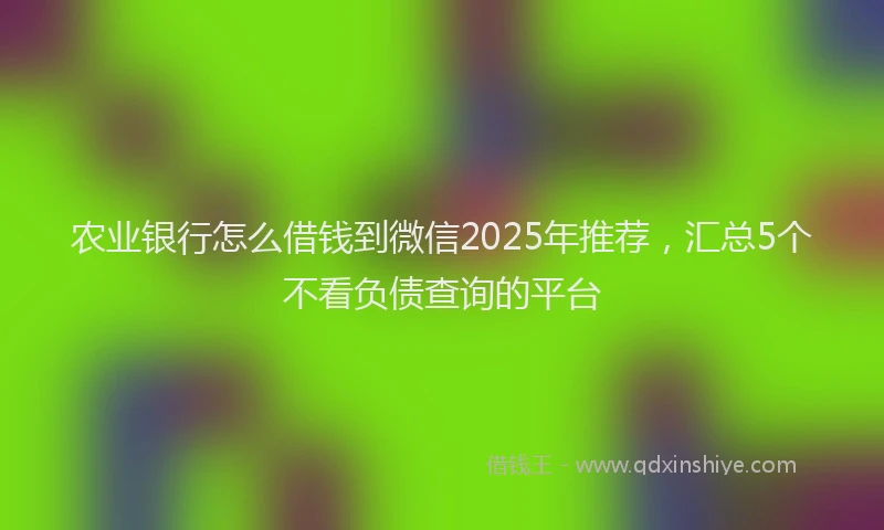 农业银行怎么借钱到微信2025年推荐,汇总5个不看负债查询的平台