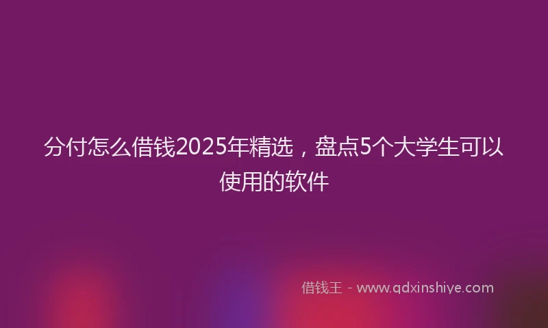 分付怎么借钱2025年精选，盘点5个大学生可以使用的软件
