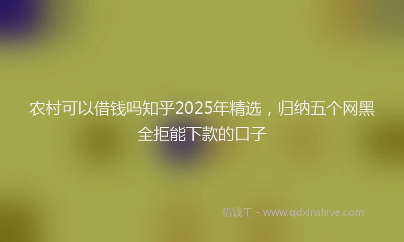 农村可以借钱吗知乎2025年精选，归纳五个网黑全拒能下款的口子