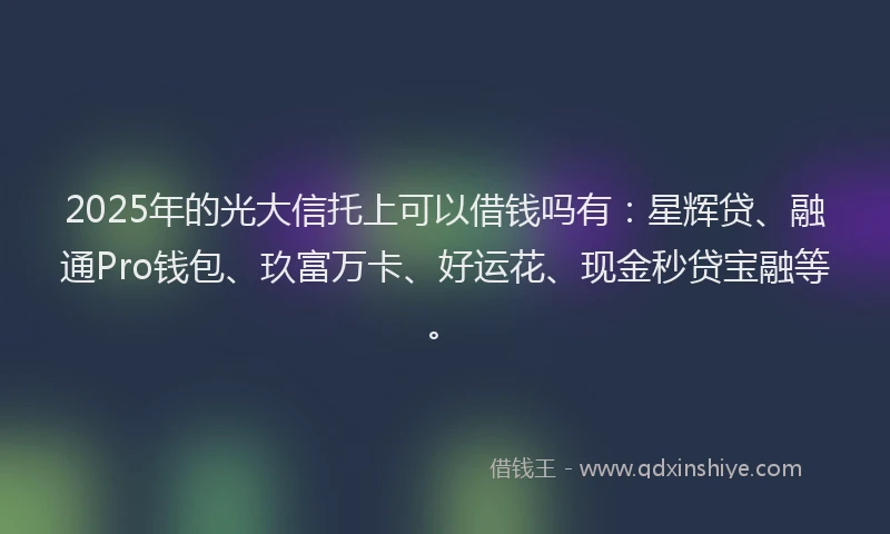 2025年的光大信托上可以借钱吗有：星辉贷、融通Pro钱包、玖富万卡、好运花、现金秒贷宝融等。