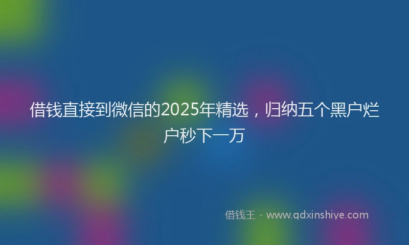 借钱直接到微信的2025年精选,归纳五个黑户烂户秒下一万
