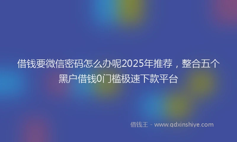 借钱要微信密码怎么办呢2025年推荐，整合五个黑户借钱0门槛极速下款平台