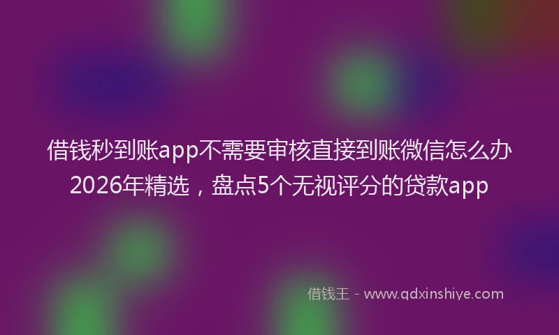 借钱秒到账app不需要审核直接到账微信怎么办2026年精选,盘点5个无视评分的贷款app