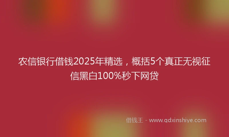 农信银行借钱2025年精选，概括5个真正无视征信黑白100%秒下网贷