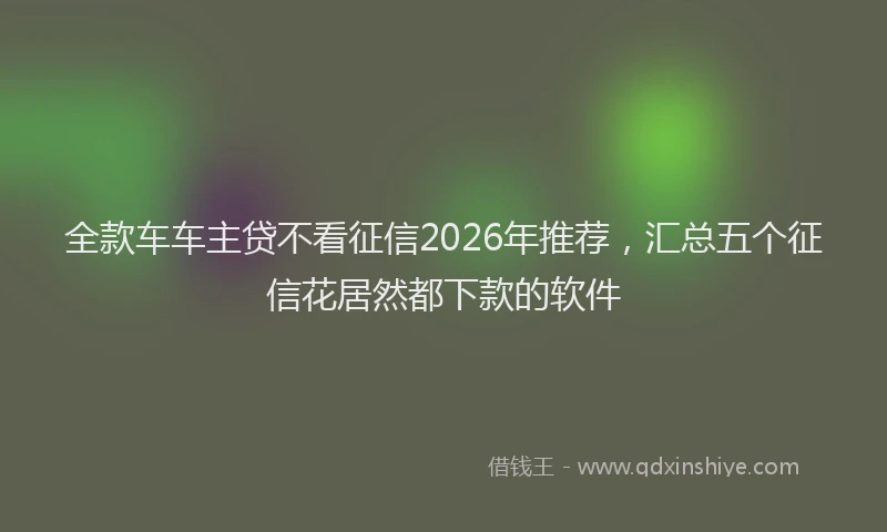 全款车车主贷不看征信2026年推荐,汇总五个征信花居然都下款的软件