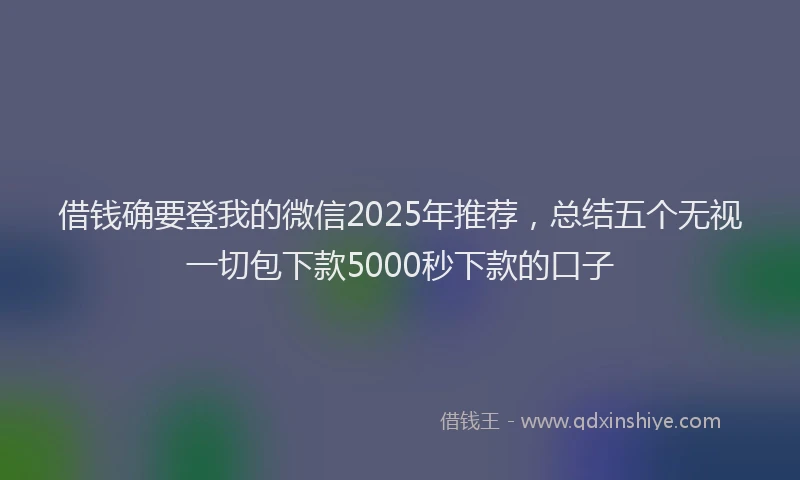 借钱确要登我的微信2025年推荐，总结五个无视一切包下款5000秒下款的口子