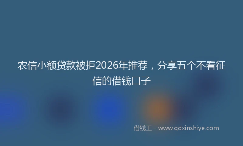 农信小额贷款被拒2026年推荐,分享五个不看征信的借钱口子