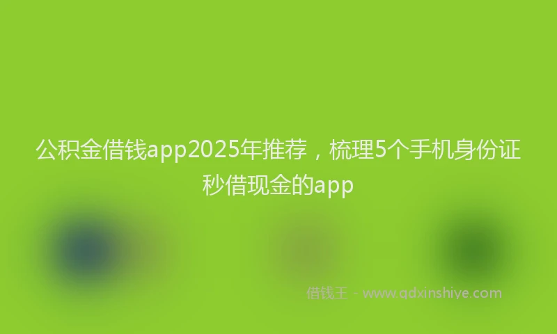 公积金借钱app2025年推荐，梳理5个手机身份证秒借现金的app