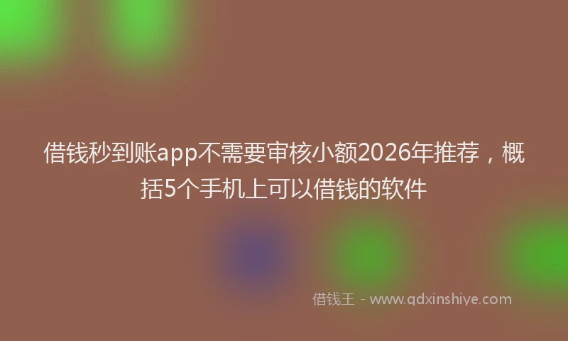 借钱秒到账app不需要审核小额2026年推荐，概括5个手机上可以借钱的软件