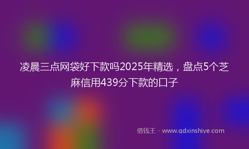 凌晨三点网袋好下款吗2025年精选,盘点5个芝麻信用439分下款的口子