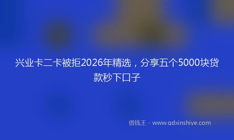 兴业卡二卡被拒2026年精选,分享五个5000块贷款秒下口子