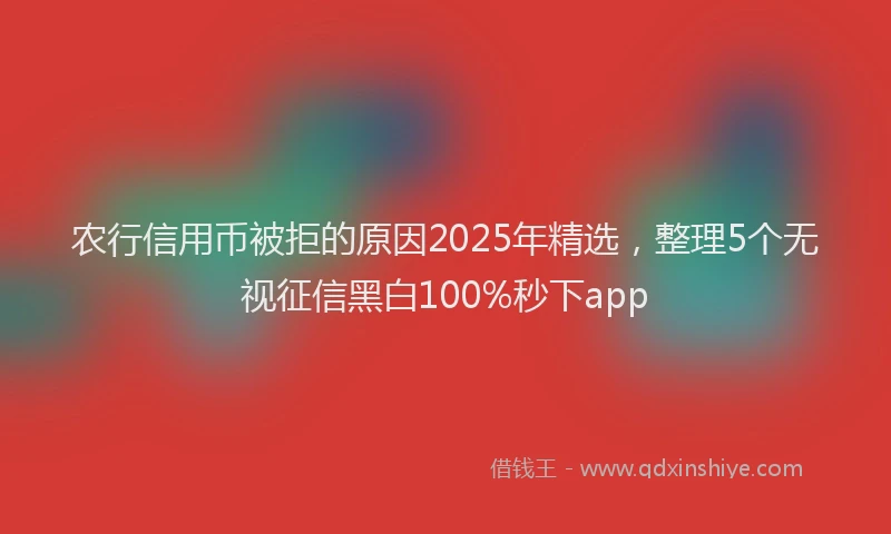 农行信用币被拒的原因2025年精选，整理5个无视征信黑白100%秒下app