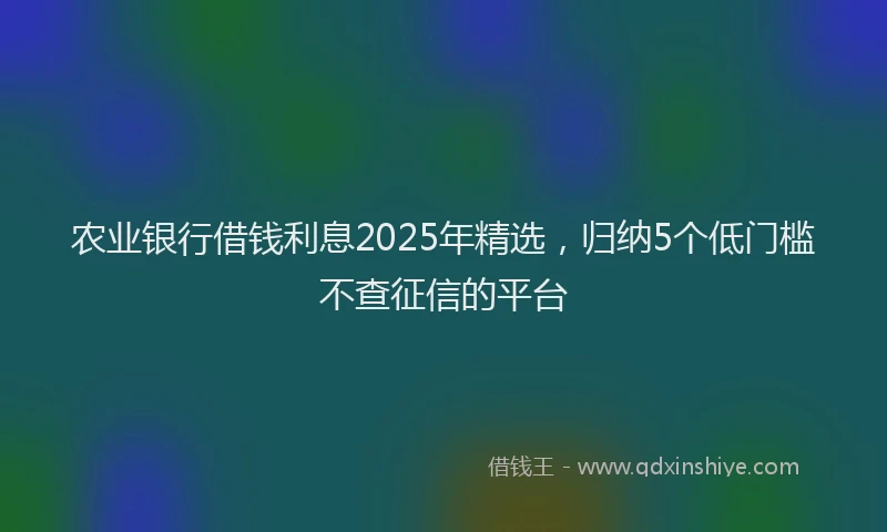农业银行借钱利息2025年精选，归纳5个低门槛不查征信的平台