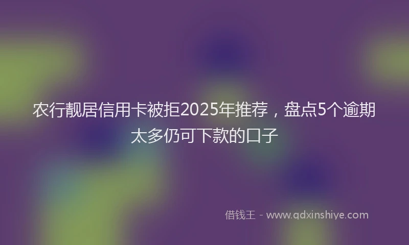农行靓居信用卡被拒2025年推荐，盘点5个逾期太多仍可下款的口子