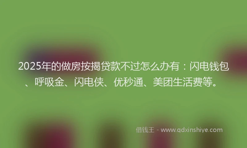 2025年的做房按揭贷款不过怎么办有：闪电钱包、呼吸金、闪电侠、优秒通、美团生活费等。