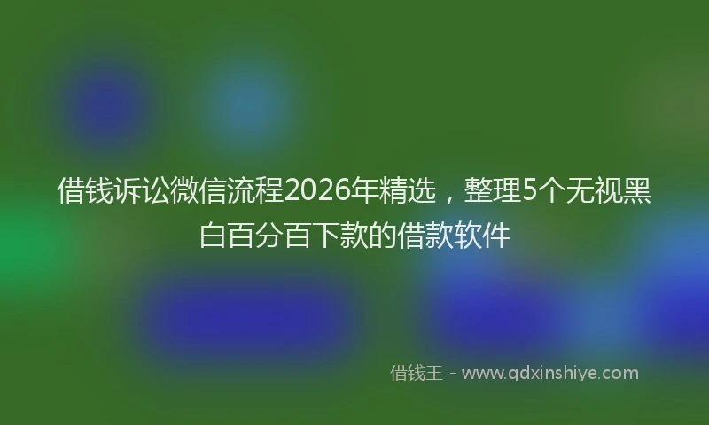 借钱诉讼微信流程2026年精选，整理5个无视黑白百分百下款的借款软件