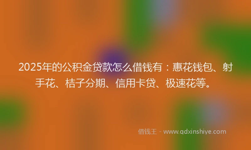 2025年的公积金贷款怎么借钱有：惠花钱包、射手花、桔子分期、信用卡贷、极速花等。