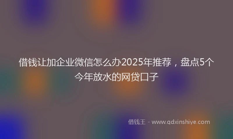 借钱让加企业微信怎么办2025年推荐，盘点5个今年放水的网贷口子