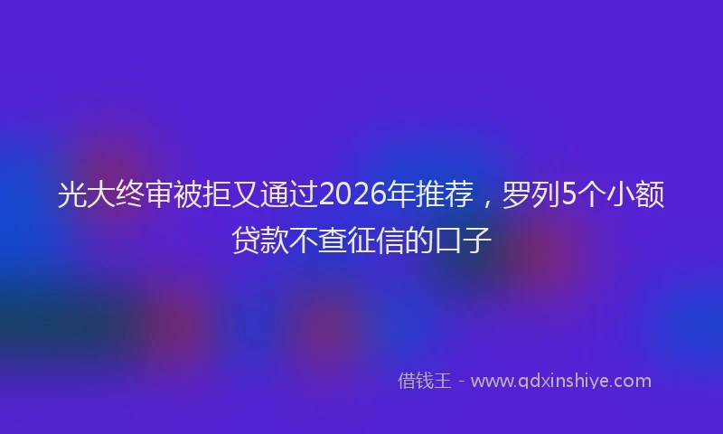 光大终审被拒又通过2026年推荐，罗列5个小额贷款不查征信的口子