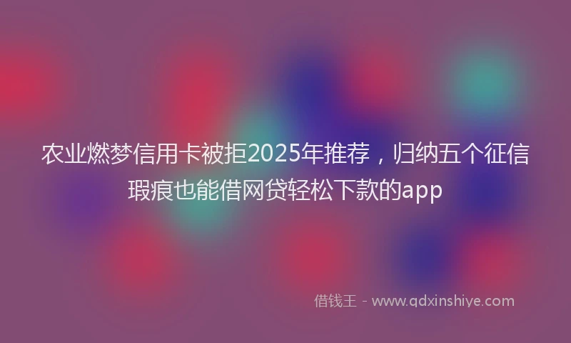 农业燃梦信用卡被拒2025年推荐，归纳五个征信瑕疵也能借网贷轻松下款的app