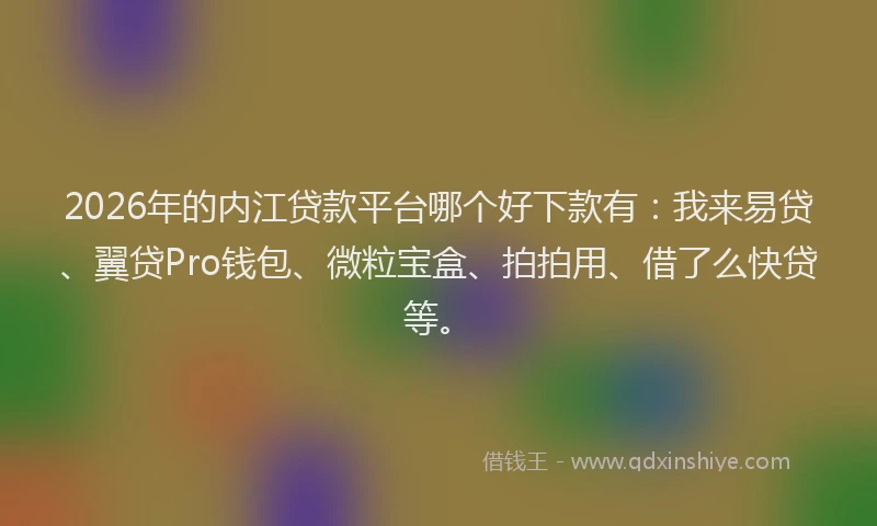 2026年的内江贷款平台哪个好下款有：我来易贷、翼贷Pro钱包、微粒宝盒、拍拍用、借了么快贷等。