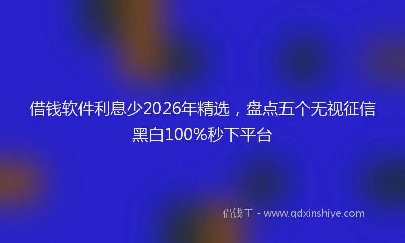 借钱软件利息少2026年精选，盘点五个无视征信黑白100%秒下平台