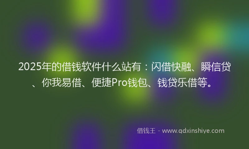 2025年的借钱软件什么站有：闪借快融、瞬信贷、你我易借、便捷Pro钱包、钱贷乐借等。